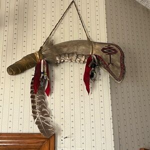 Decorative Tribal Tomahawk with Red Accents
